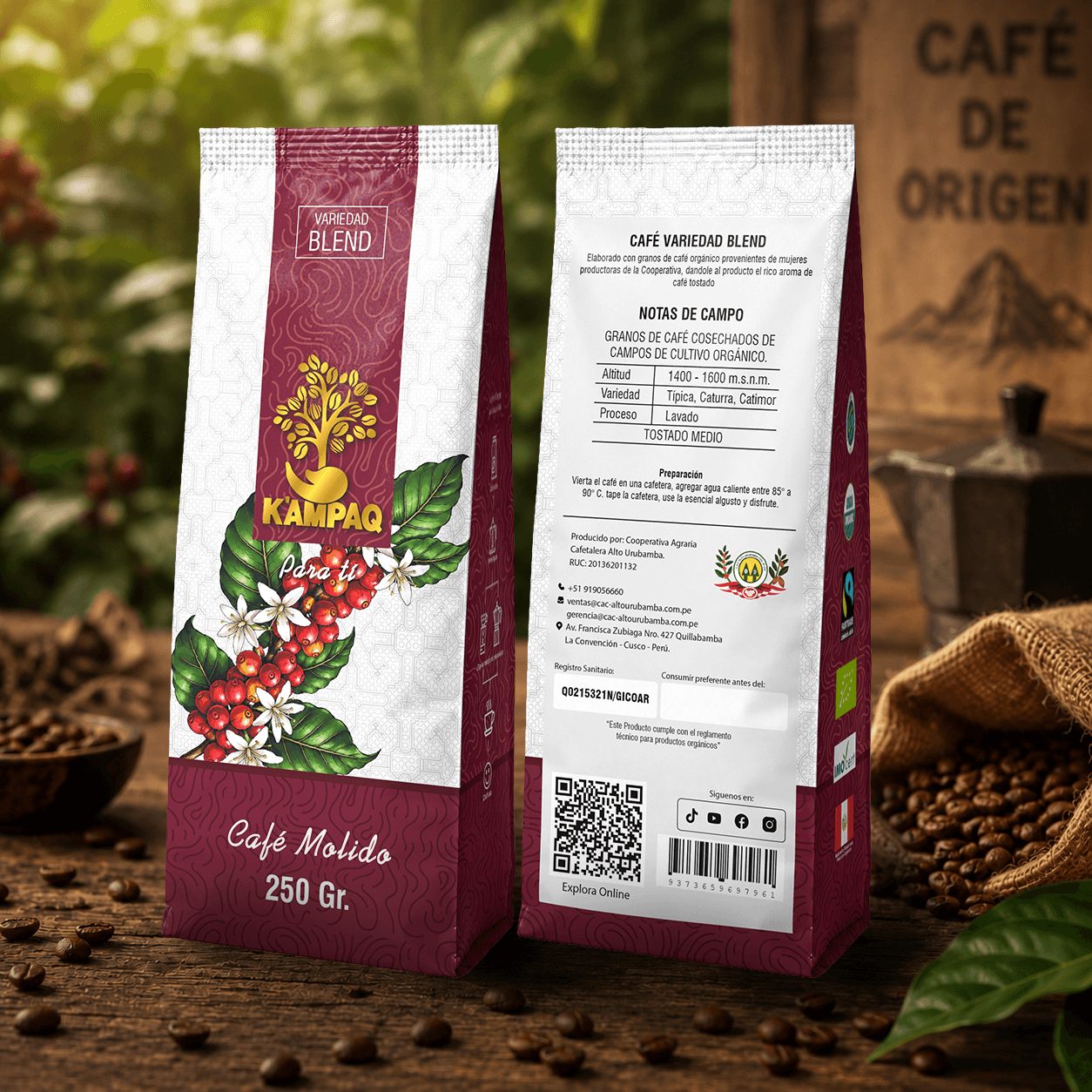 Café Molido Orgánico K'AMPAQ - Blend de Origen Cusco 250g